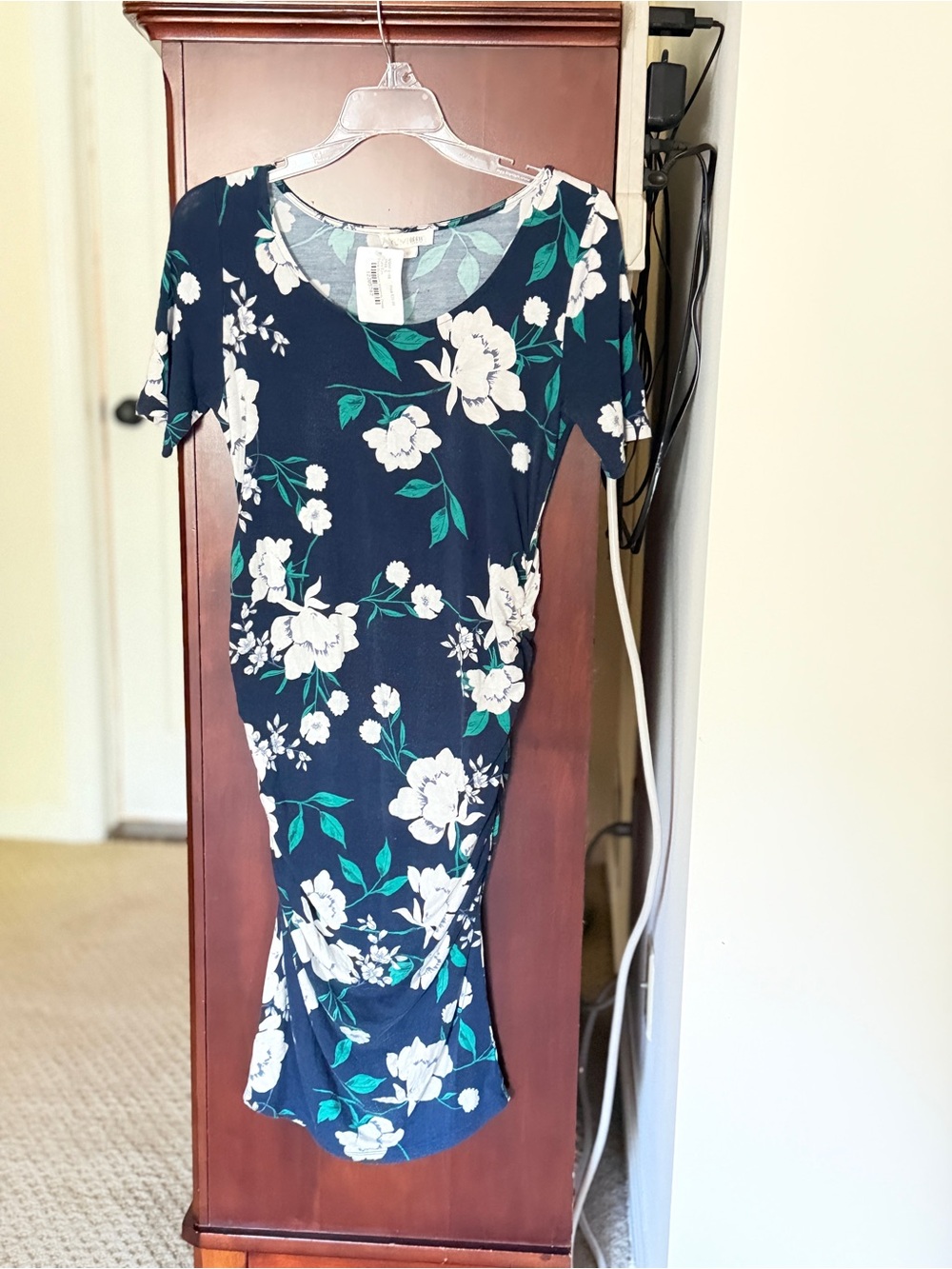 Yumi Kim Navy Blue Floral Midi Dress